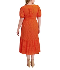 Kensie Plus Size Cotton Eyelet Dress