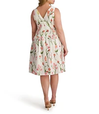 Kensie Plus Size Embroidered Floral V-Neck Sleeveless A-Line Dress