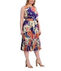 Kensie Plus Size Floral Print Belted Dress