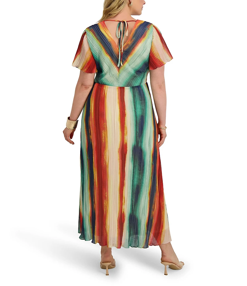 Kensie Plus Size V-Neck Ombre Multi Maxi Dress
