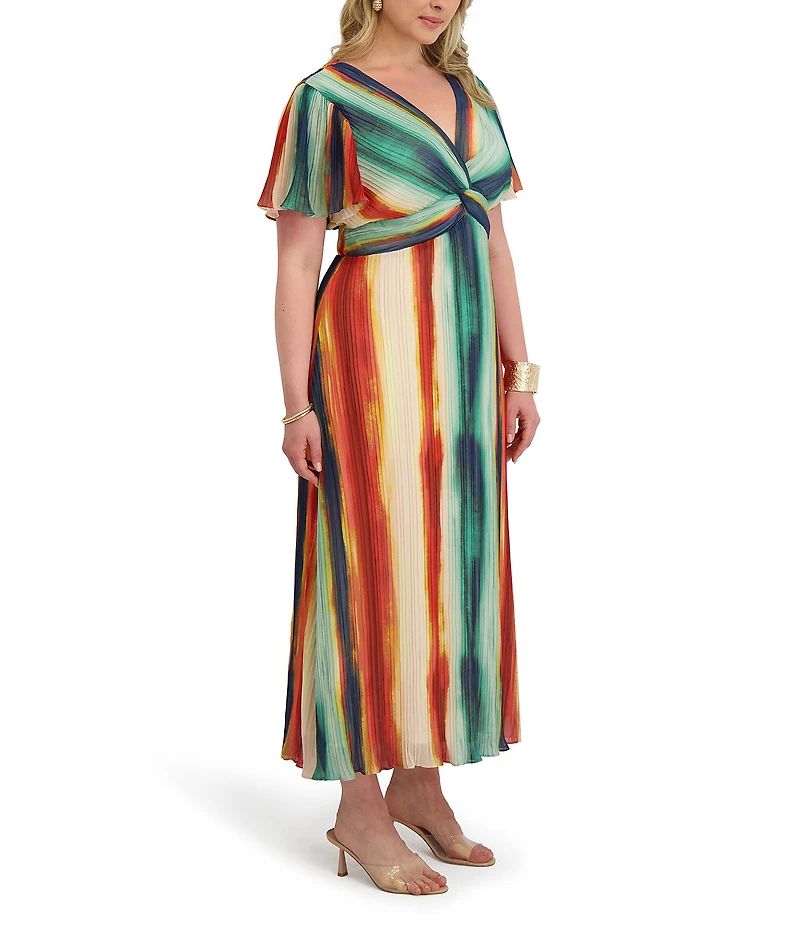 Kensie Plus Size V-Neck Ombre Multi Maxi Dress