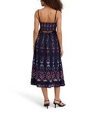 Kensie Printed Chiffon Sleeveless Keyhole Back A-Line Midi Dress