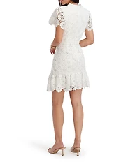 Kensie Short Sleeve Crochet Lace Short Dress