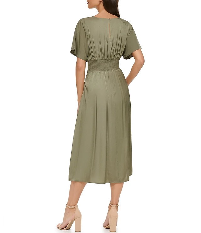 Kensie Short Sleeve Smocked Waist A-Line Midi Dress at Hamilton Place in  Chattanooga, TN