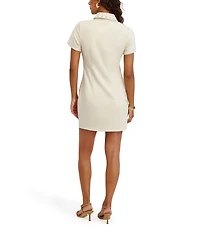 Kensie Short Sleeve Stud Faux Suede Shirt Dress