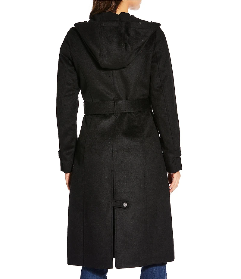 Kensie Smooth Plush Wool Oversized Notch Collar Belted Button Front Walker Coat