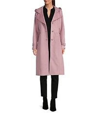 Kensie Smooth Plush Wool Oversized Notch Collar Belted Button Front Walker Coat