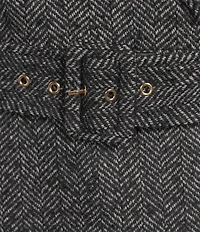 Kensie Texture Wool Notch Collar Belted Skirted Hem Trench Coat