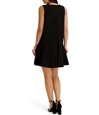 Kensie V-neck Sleeveless Button Front Aline Twill Mini Dress
