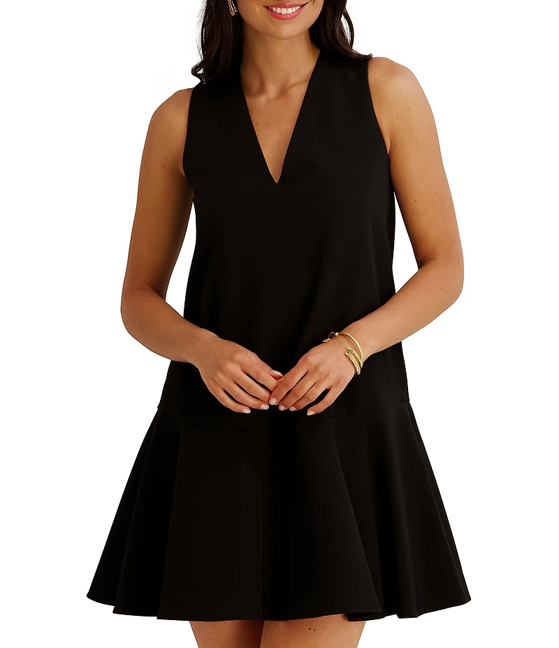 Kensie V-neck Sleeveless Button Front Aline Twill Mini Dress
