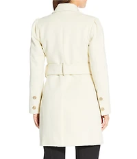 Kensie Wool Blend Oversize Collar Side Tab Button Front Walker Coat
