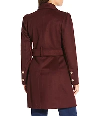 Kensie Wool Blend Oversize Collar Side Tab Button Front Walker Coat