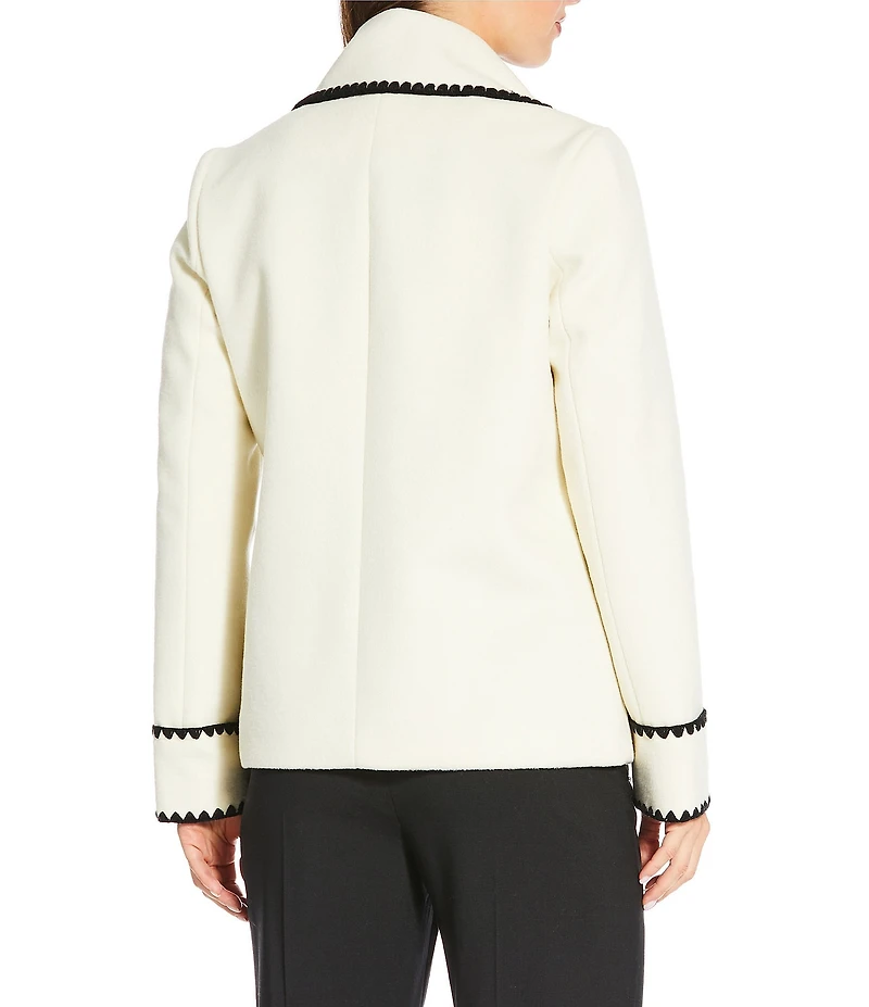 Kensie Wool Blend Scarf Neck Long Sleeves Whipstitch Car Coat