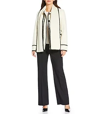 Kensie Wool Blend Scarf Neck Long Sleeves Whipstitch Car Coat