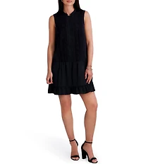 Kensie Woven Button Front Sleeveless Shirt Dress
