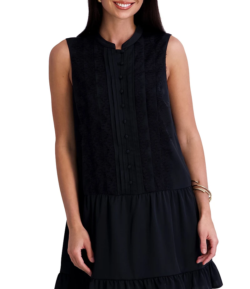 Kensie Woven Button Front Sleeveless Shirt Dress