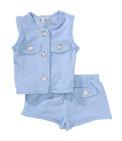 Kids Headquarters Little Girls Sleeveless Woven Tank Top & Matching Shorts Set