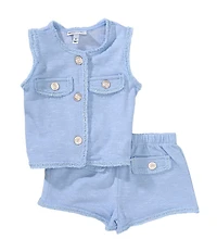 Kids Headquarters Little Girls Sleeveless Woven Tank Top & Matching Shorts Set