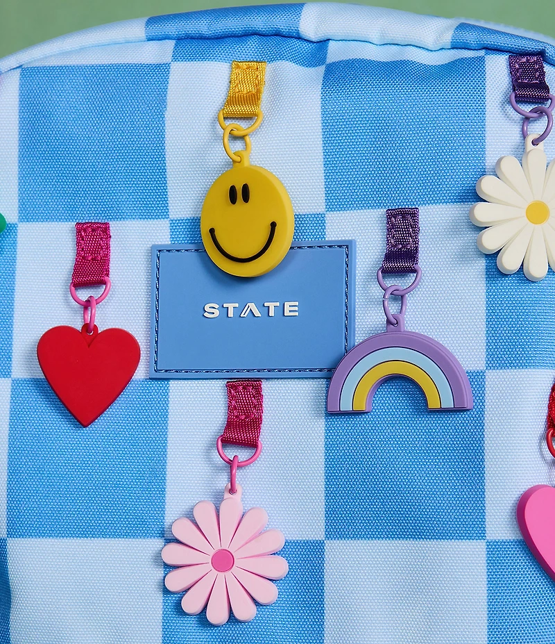 STATE Bags Kane Blue Check Charm Backpack