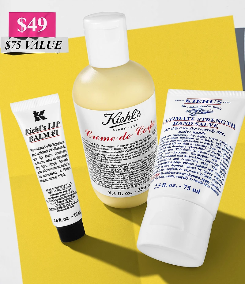Kiehl's Since 1851 Complete Body Care Moisturizer and Lip Balm 3-Piece Set