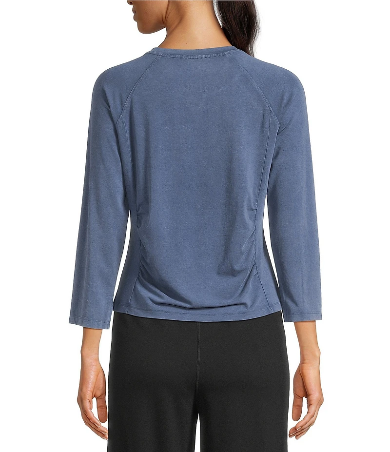 Kinesis 3/4 Sleeve Ruched Scoop Neck Tee