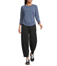 Kinesis 3/4 Sleeve Ruched Scoop Neck Tee