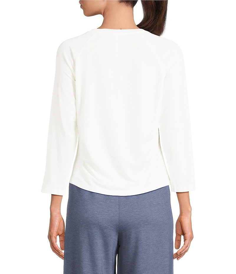 Kinesis 3/4 Sleeve Ruched Scoop Neck Tee