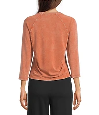 Kinesis 3/4 Sleeve Ruched Scoop Neck Tee