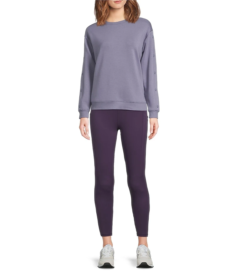 Kinesis Crew Neck Long Sleeve Button Sleeve Top