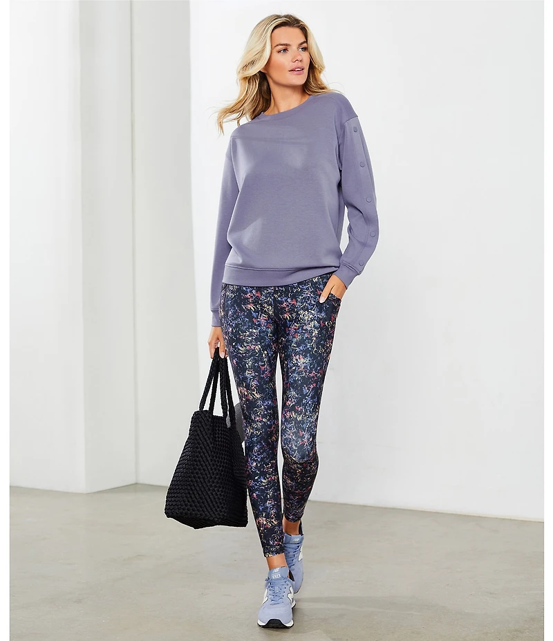 Kinesis Crew Neck Long Sleeve Button Sleeve Top