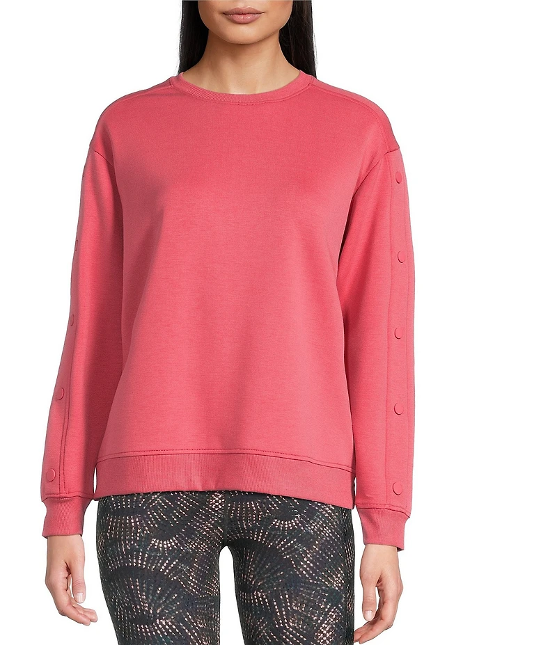 Kinesis Crew Neck Long Sleeve Button Sleeve Top