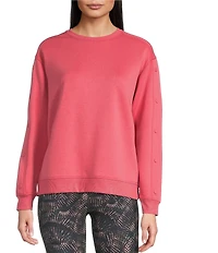 Kinesis Crew Neck Long Sleeve Button Sleeve Top