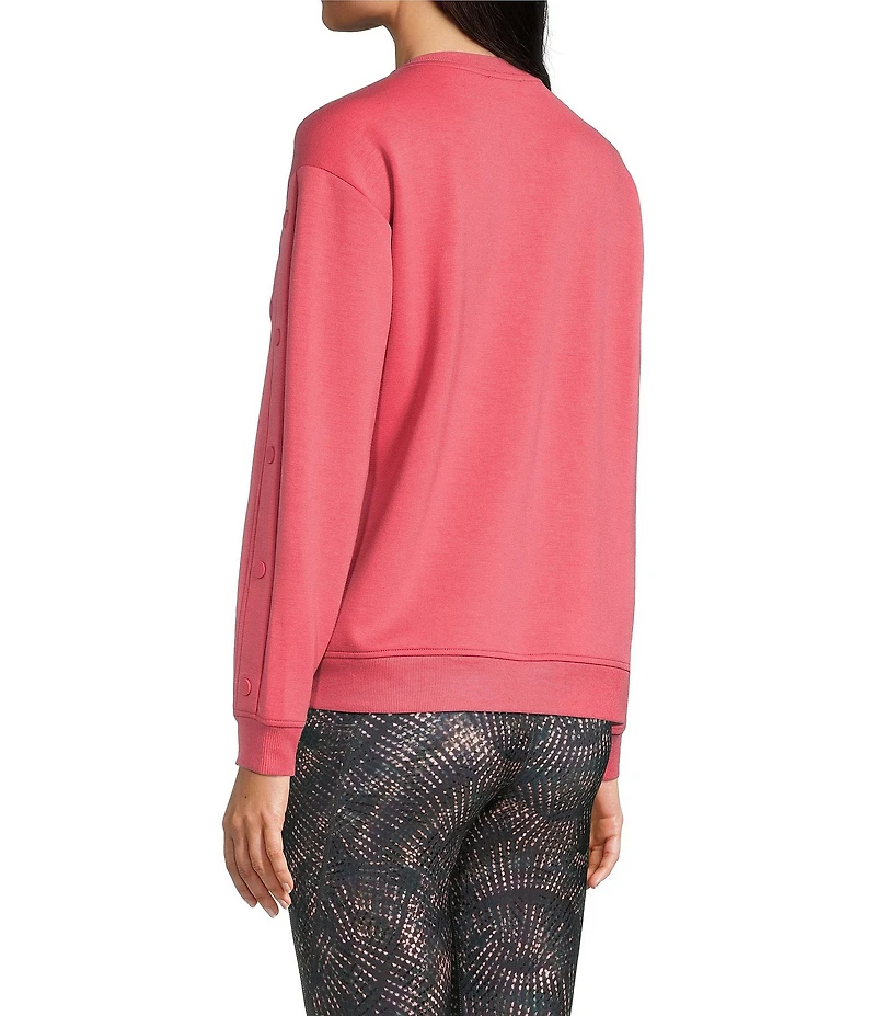 Kinesis Crew Neck Long Sleeve Button Sleeve Top