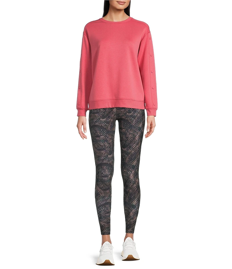 Kinesis Crew Neck Long Sleeve Button Sleeve Top