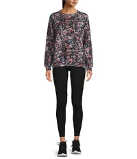 Kinesis Dandelion Print Crew Neck Long Sleeve Top