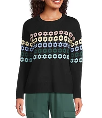 Kinesis Floral Print Crew Neck Long Sleeve Sweater