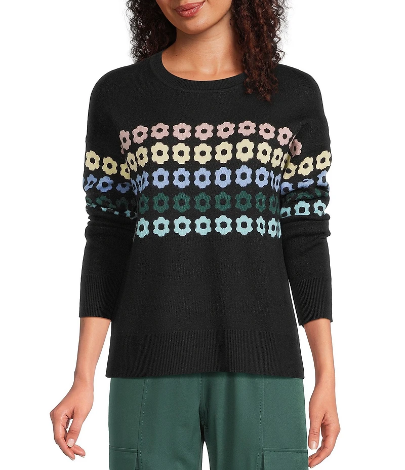 Kinesis Floral Print Crew Neck Long Sleeve Sweater