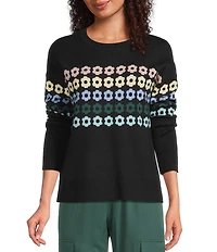 Kinesis Floral Print Crew Neck Long Sleeve Sweater