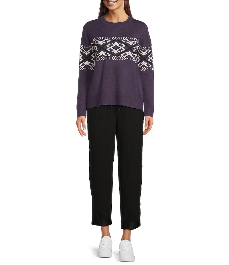 Kinesis Geometric Print Crew Neck Long Sleeve Sweater