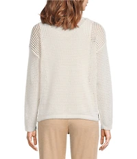 Kinesis Mesh Shoulder Tie Hem Crew Neck Long Sleeve Sweatshirt