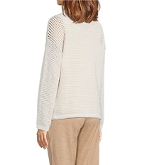 Kinesis Mesh Shoulder Tie Hem Crew Neck Long Sleeve Sweatshirt