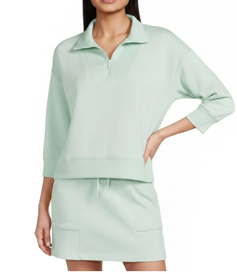 Kinesis Quarter-Zip Mock Neck 3/4 Sleeve Coordinating Pullover