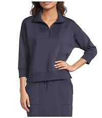 Kinesis Quarter-Zip Mock Neck 3/4 Sleeve Coordinating Pullover