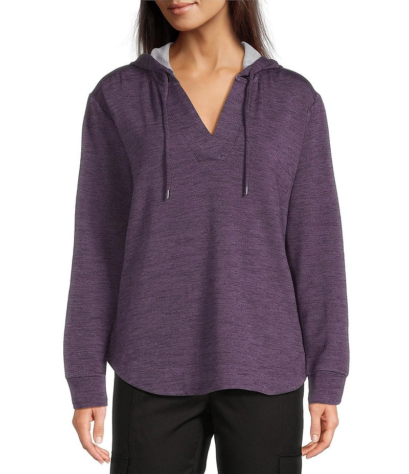Kinesis Solid Split Neck Long Sleeve Hoodie