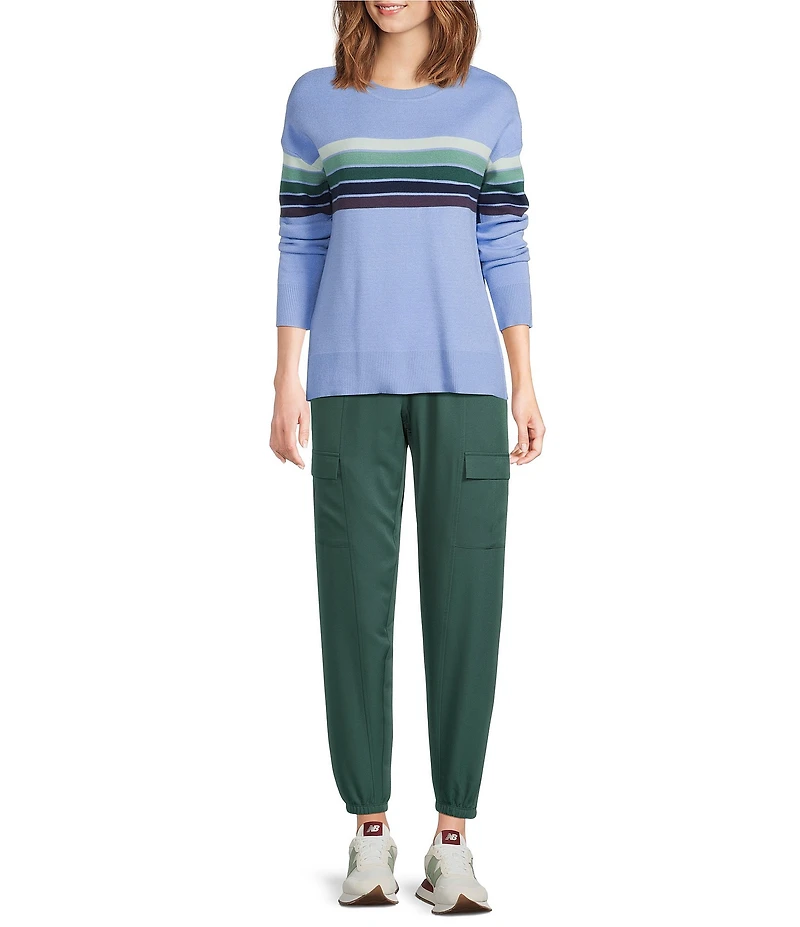 Kinesis Stripe Print Crew Neck Long Sleeve Sweater