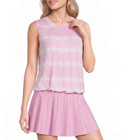 Kinesis Tie-Dye Crew Neck Sleeveless Bubble Hem Tank
