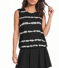 Kinesis Tie-Dye Crew Neck Sleeveless Bubble Hem Tank