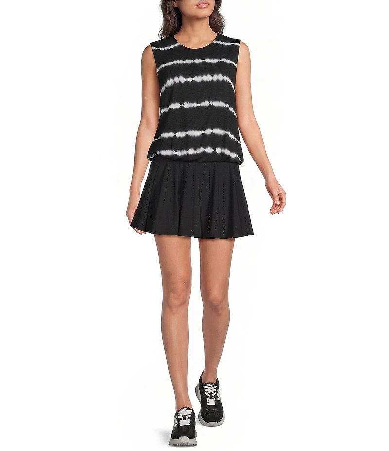 Kinesis Tie-Dye Crew Neck Sleeveless Bubble Hem Tank