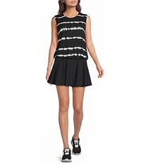 Kinesis Tie-Dye Crew Neck Sleeveless Bubble Hem Tank