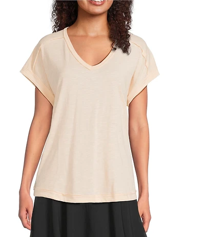 Kinesis V-Neck Raw Edge Dolman Tee